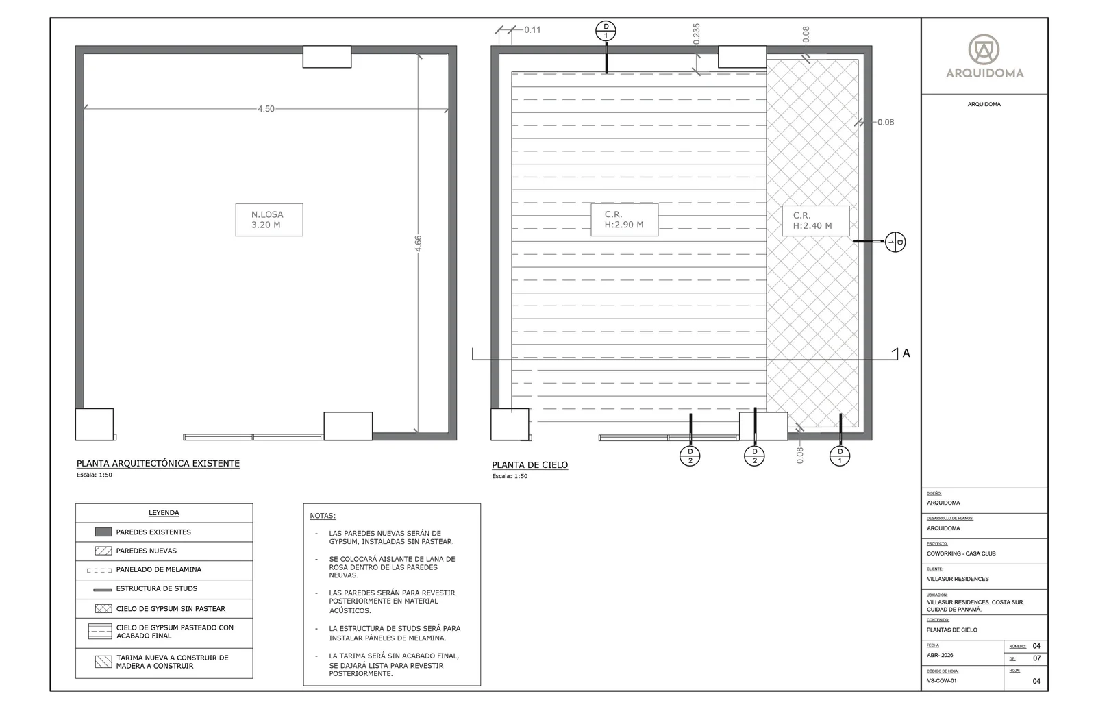 Plano constructivo: cortes y detalles